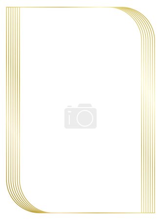 Photo for Golden metal frame isolated on white. Vector frame for text, photo, certificate, pictures, diploma. Gold - Royalty Free Image