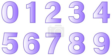 Photo for Set of numbers isolated on white. Alphabet with numbers. Vector graphic elements for design. Purple numbers with frames - Royalty Free Image
