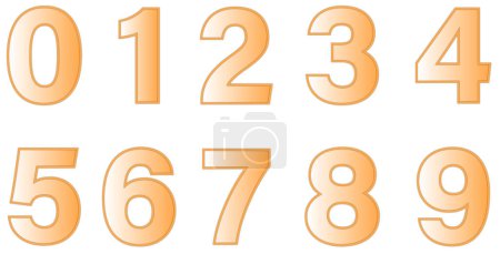 Photo for Set of numbers isolated on white. Alphabet with numbers. Vector graphic elements for design. Orange numbers with frames - Royalty Free Image