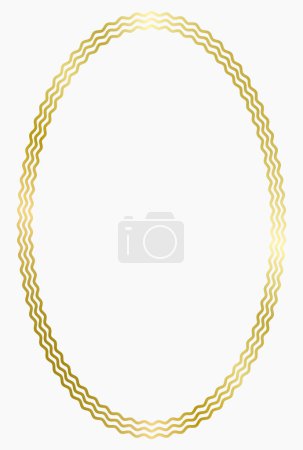 Photo for Golden metal oval frame isolated on white. Vector frame for photo. Frame for text, certificate, pictures, diploma. Wavy frame. Gold, luxury - Royalty Free Image