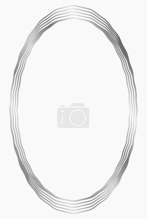 Photo for Silver metal oval frame isolated on white. Vector frame for photo. Frame for text, certificate, pictures, diploma. Wavy frame. Gold, luxury - Royalty Free Image