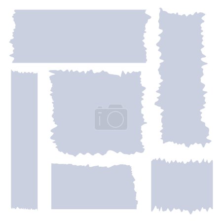 Ilustración de Conjunto de hojas de papel azul. Trozos de cinta decorativa para álbumes de recortes. Colección de cintas Washi en vector. Papel roto. Trozos de papel arrancados de un cuaderno - Imagen libre de derechos