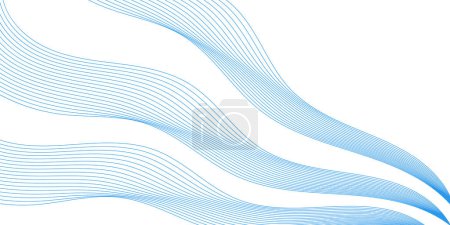Photo for Abstract background with waves for banner. Medium banner size. Vector background with lines. Element for design isolated on white. Blue colors. Ocean, sea, water - Royalty Free Image