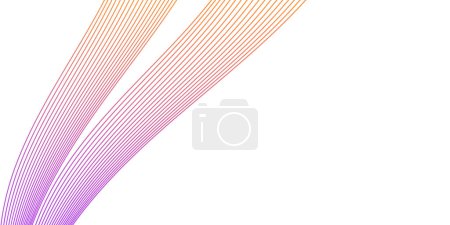 Photo for Abstract background with waves for banner. Medium banner size. Vector background with lines. Element for design isolated on white. Orange and pink colors - Royalty Free Image