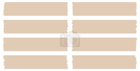 Ilustración de Conjunto de cintas washi marrones aisladas en blanco. Colección de cintas Washi en vector. Trozos de cinta decorativa para álbumes de recortes. Papel roto - Imagen libre de derechos