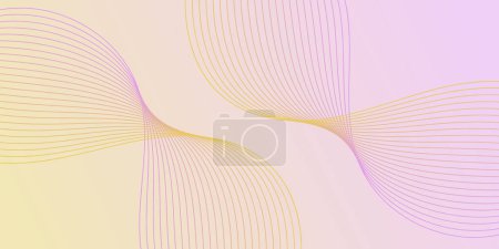 Photo for Abstract background with waves for banner. Medium banner size. Vector background with lines. Pink and yellow gradient. Brochure, booklet. Spring, summer, holiday - Royalty Free Image