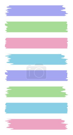 Conjunto de coloridas cintas washi aisladas en blanco. Colección de cintas Washi en vector. Trozos de cinta decorativa para álbumes de recortes. Papel roto
