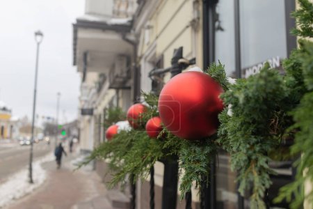 Photo for Christmas decoration on the street. Christmas balls on the street. New Year - Royalty Free Image