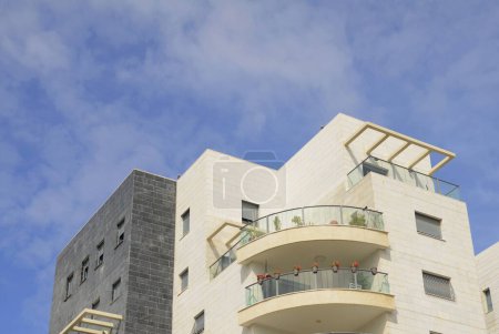 Investment in real estate. Residential neighborhoods in Israel. Rent, credit, purchase of an apartment. Beautiful modern apartment buildings, luxurious balconies and terraces.