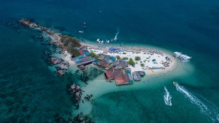 Arerial view Koh Khai Nok, Khai Nok island is one of the most famous island in Thailand, Crystal clear water and white sand beach can attract many tourists, Phuket, Thailand.