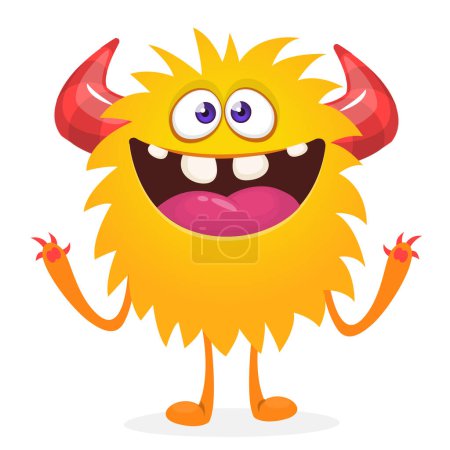 Happy cartoon monster. Halloween vector illustration of funny monster 