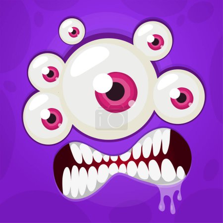 Zeichentrickmonster-Gesicht. Vektor Halloween Monster Illustration