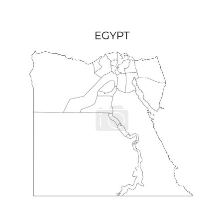 Ilustración de Mapa de contorno de Egipto. División administrativa de Egipto. Regiones egipcias. Ilustración vectorial - Imagen libre de derechos