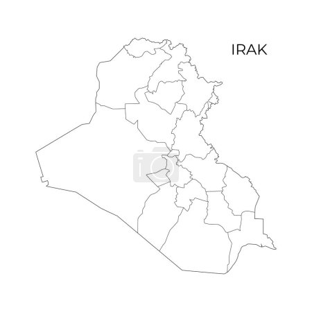 Ilustración de Mapa del contorno de la división administrativa de Iraq. Regiones de Irak. Ilustración vectorial - Imagen libre de derechos