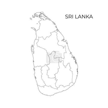 Téléchargez les illustrations : Carte du contour de la division administrative du Sri Lanka. Régions du Sri Lanka. Illustration vectorielle - en licence libre de droit