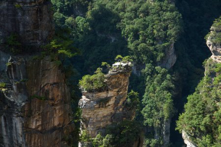 Awesome view of natural quartz sandstone pillars of the Tianzi Mountains (Avatar Mountains) in the Zhangjiajie National Forest Park ( Wulingyuan), Hunan Province, China. Fabulous landscape.this National park was the inspiration for the movie Avatar.