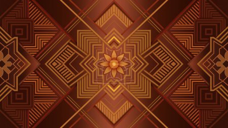Illustration for Seamless pattern features a harmonious interplay of geometric shapes in a palette of brown tones. - Royalty Free Image