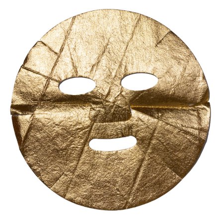 Photo for Textile cosmetic mask with gold for the face on a white isolated background - Royalty Free Image
