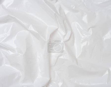 Téléchargez les photos : Texture de cellophane froissé blanc, plein cadre - en image libre de droit