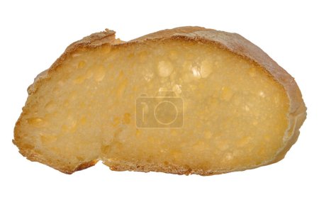 Foto de Corte un trozo de pan de harina de trigo blanco sobre un fondo blanco aislado - Imagen libre de derechos