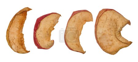 Foto de Rodajas de manzana secas sobre fondo aislado, vista superior - Imagen libre de derechos