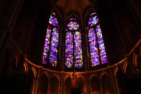 Photo for Reims, France - 07.11.2022 : Reims Cathedral Stained Glass by Imi Knoebel - Royalty Free Image