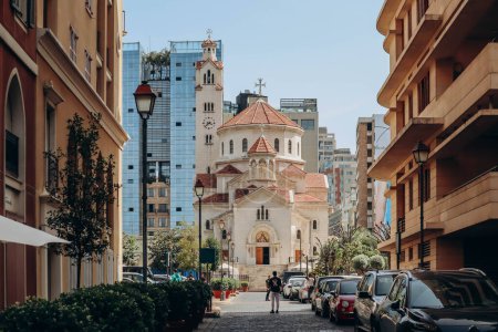 Téléchargez les photos : Beyrouth, Liban 24.04.2023 : Eglise arménienne Gregorios And Saint Elias, située au centre-ville de Beyrouth. - en image libre de droit