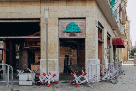 Photo for Broken and damaged shops after demonstrations in the center of Beirut - Royalty Free Image