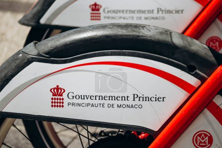 Photo for Monaco, Monaco - 25 June 2023: Close up of rental bikes in the Principality of Monaco - Royalty Free Image