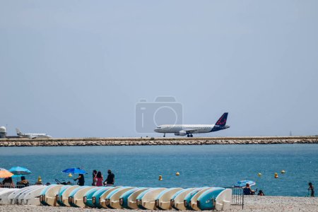 Photo for Nice, France - 25 June 2023: Planes on the runway at Nice Airport - Royalty Free Image