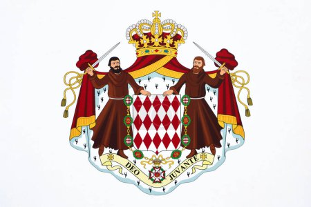 Foto de Mónaco, Mónaco - 23 de julio de 2023: emblema y escudo de armas de Mónaco - Imagen libre de derechos