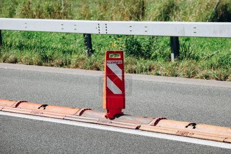 Photo for Movable lane dividers on the highway in Switzerland - Royalty Free Image