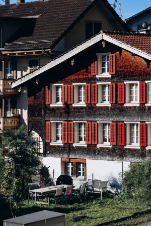 Photo for Beautiful facades of the Swiss Alpnachstad - Royalty Free Image