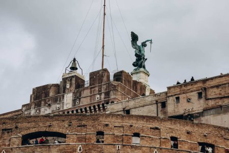 Photo for Rome, Italy - 27.12.2023: Castel Sant'Angelo in Rome on a cloudy December day - Royalty Free Image
