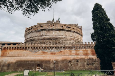 Photo for Rome, Italy - 27.12.2023: Castel Sant'Angelo in Rome on a cloudy December day - Royalty Free Image