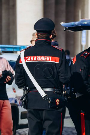 Photo for A Carabinieri in Rome, (translation "Carabineers"), national gendarmerie of Italy - Royalty Free Image