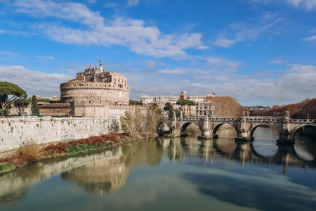 Photo for Rome, Italy - 27.12.2023: St. Angelo Bridge and Castel Sant'Angelo in Rome - Royalty Free Image