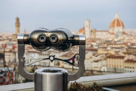 Photo for View of Florence from the observation deck, with binoculars - Royalty Free Image