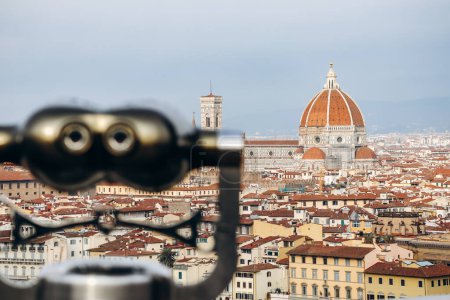Photo for View of Florence from the observation deck, with binoculars - Royalty Free Image