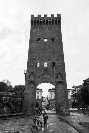 Photo for Porta San Niccolo, a towering stone gate from Florence's 1300s fortification walls - Royalty Free Image