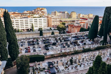 Monaco, Monaco - 18 November 2023 : View of the old cemetery in the Principality of Monaco