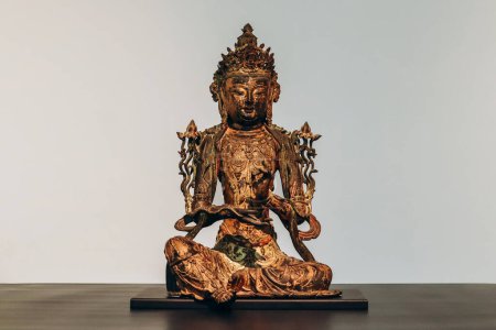 Photo for Nice, France - 19 November 2023 :  Bodhisattva, China, 15th century, Ming dynasty, gilded bronze. - Royalty Free Image