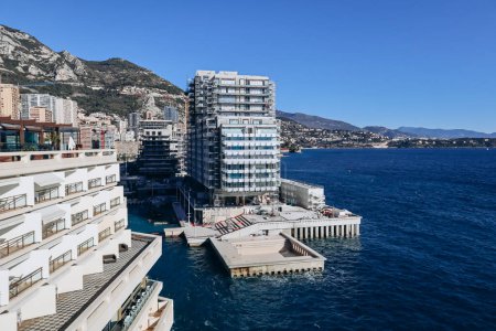 Mónaco, Mónaco - 20 de enero de 2024: Construcción del nuevo barrio ecológico de Portier llamado "Anse du Portier" en Mónaco