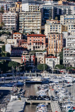 Monaco, Monaco - 20 January 2024: View of Port Hercule in Monaco on a sunny day