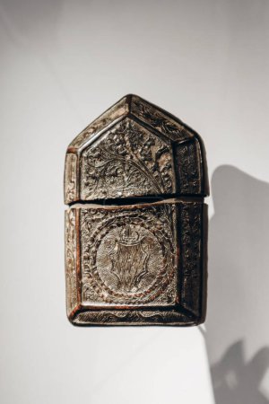 Photo for Monaco, Monaco - 2 September 2023: Ancient decorations and symbols of the Grimaldi royal family in the Prince's Palace of Monaco - Royalty Free Image