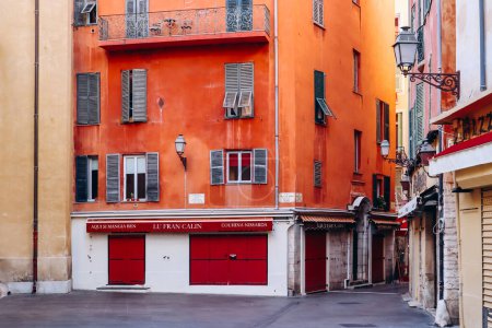 Photo for Nice, France - 12 November 2023: Houses and streets in the old part of Nice - Royalty Free Image