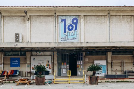Photo for Nice, France - February 24, 2024: The old slaughterhouse in Nice, now a center for contemporary art called "109" - Royalty Free Image