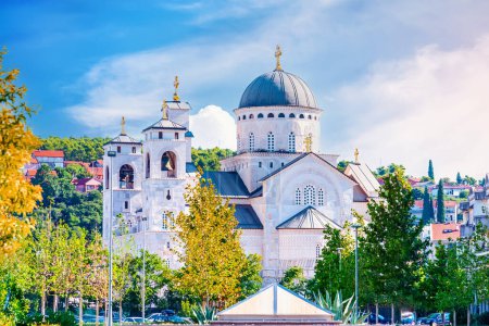 Photo for Cathedral of the Resurrection of Christ, a Serbian Orthodox Church, in a quiet neighbourhood of Podgorica, Montenegro, Balkans, Europe. - Royalty Free Image