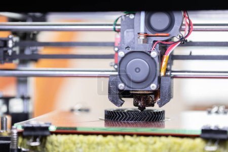 3d impresión de la impresora objetos de primer plano. Moderna impresión técnica 3D. concepto de tecnología de diseño moderna
