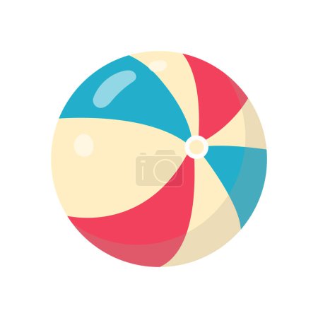 Illustration for Striped beach ball. Beach accessories. Vector illustration in flat style. - Royalty Free Image
